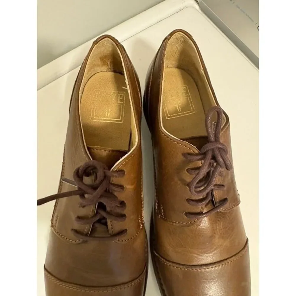 Frye Mens Leather Oxford Dress Shoes Size  9.5B Brown 74299 Lace Casual‎ Classic